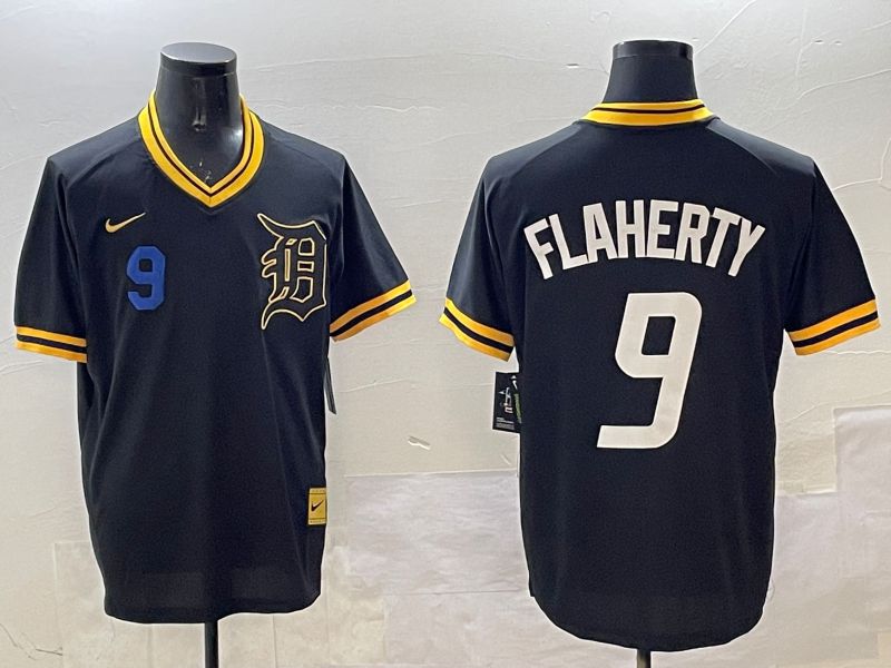 Men Detroit Tigers #9 Flaherty Black Gold Game 2025 Nike MLB Jersey style 4->detroit tigers->MLB Jersey